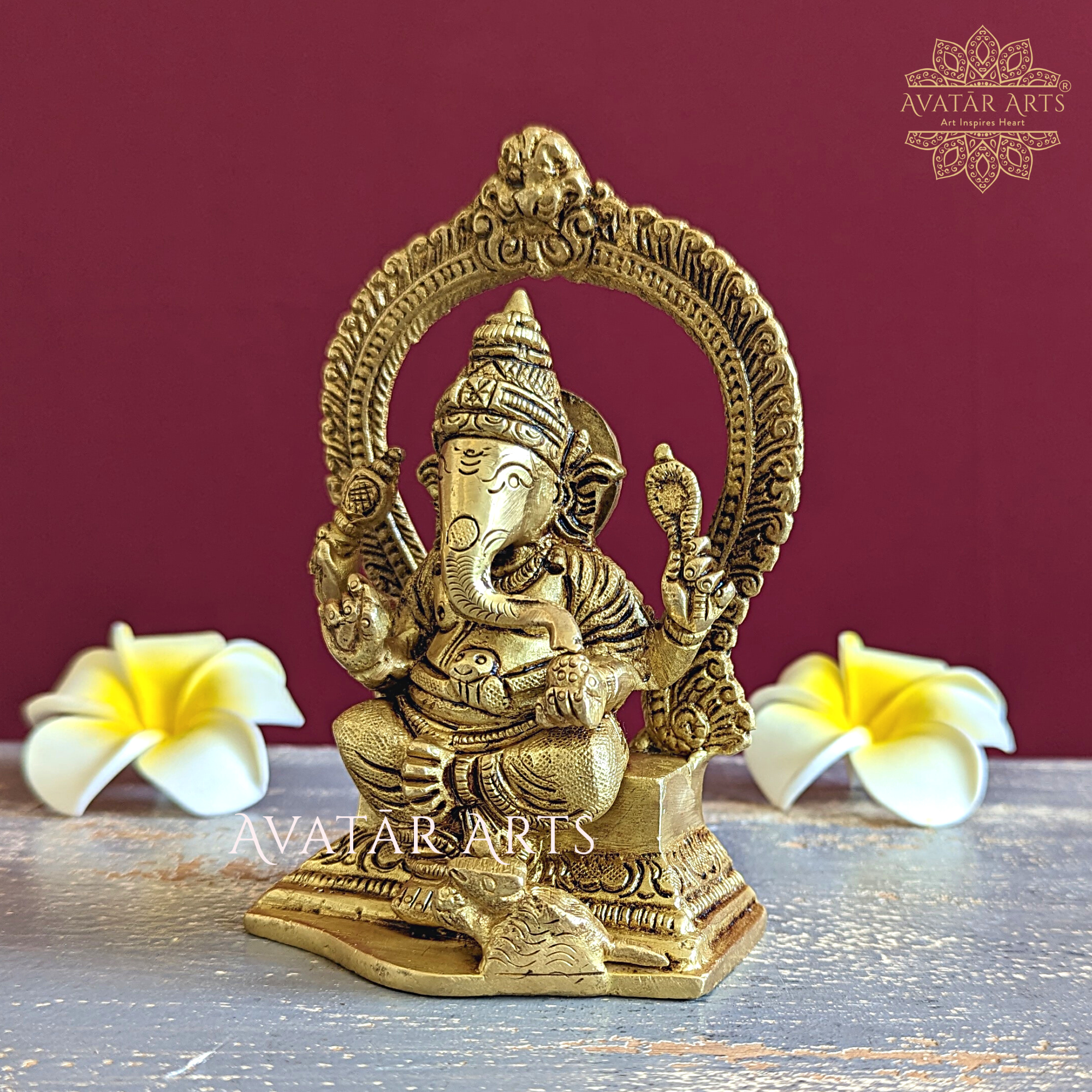 Braas Lord Ganesha Statue - Resting Ganesh Idol - Ganpati Sculpture for store Home Temple/Puja - God of Good Luck - Vinayak - Ganapthy Figurine