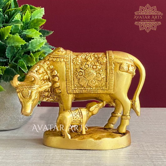 Brass Kamadhenu Cow and Calf