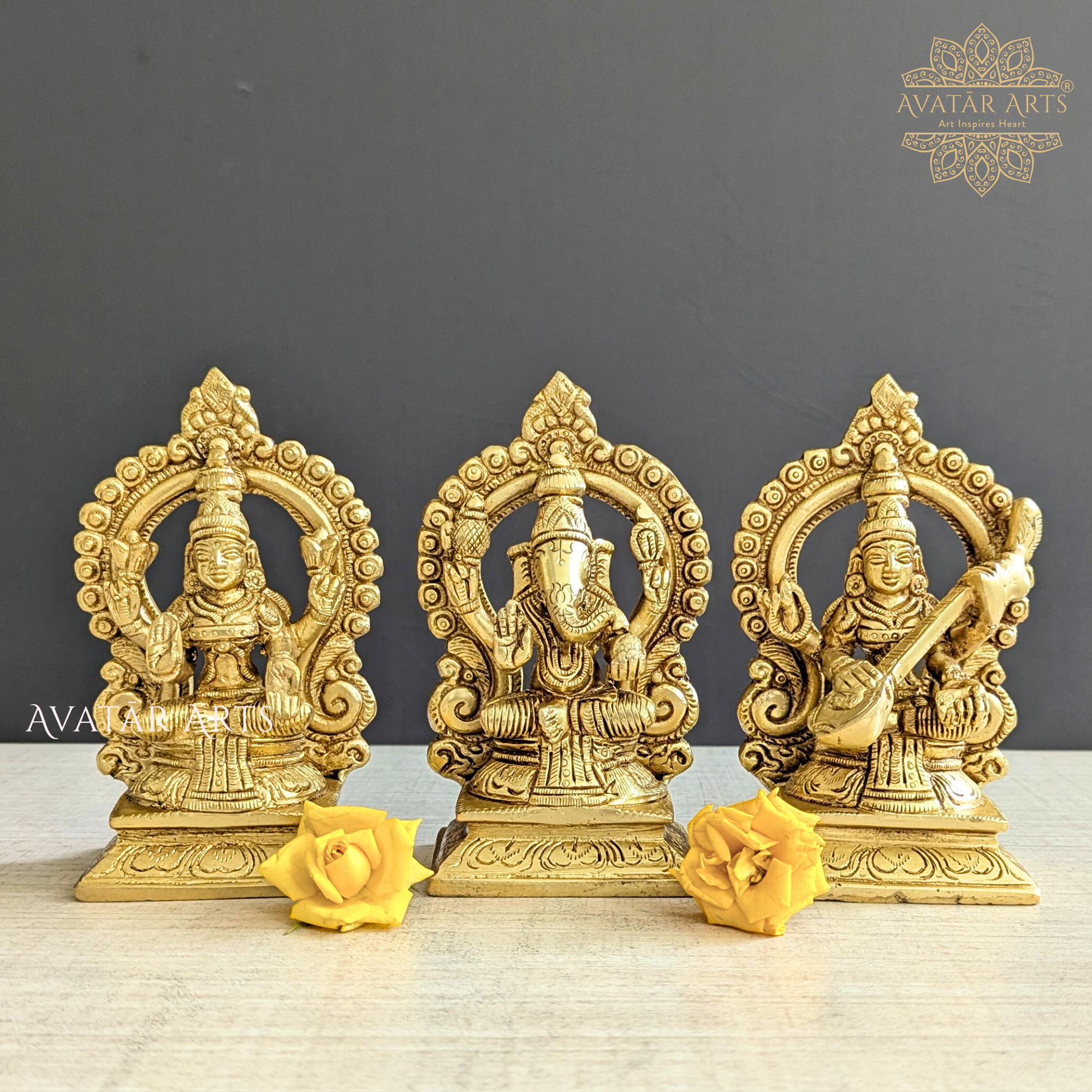 Lord Ganesha, Goddess Lakshmi and Saraswati