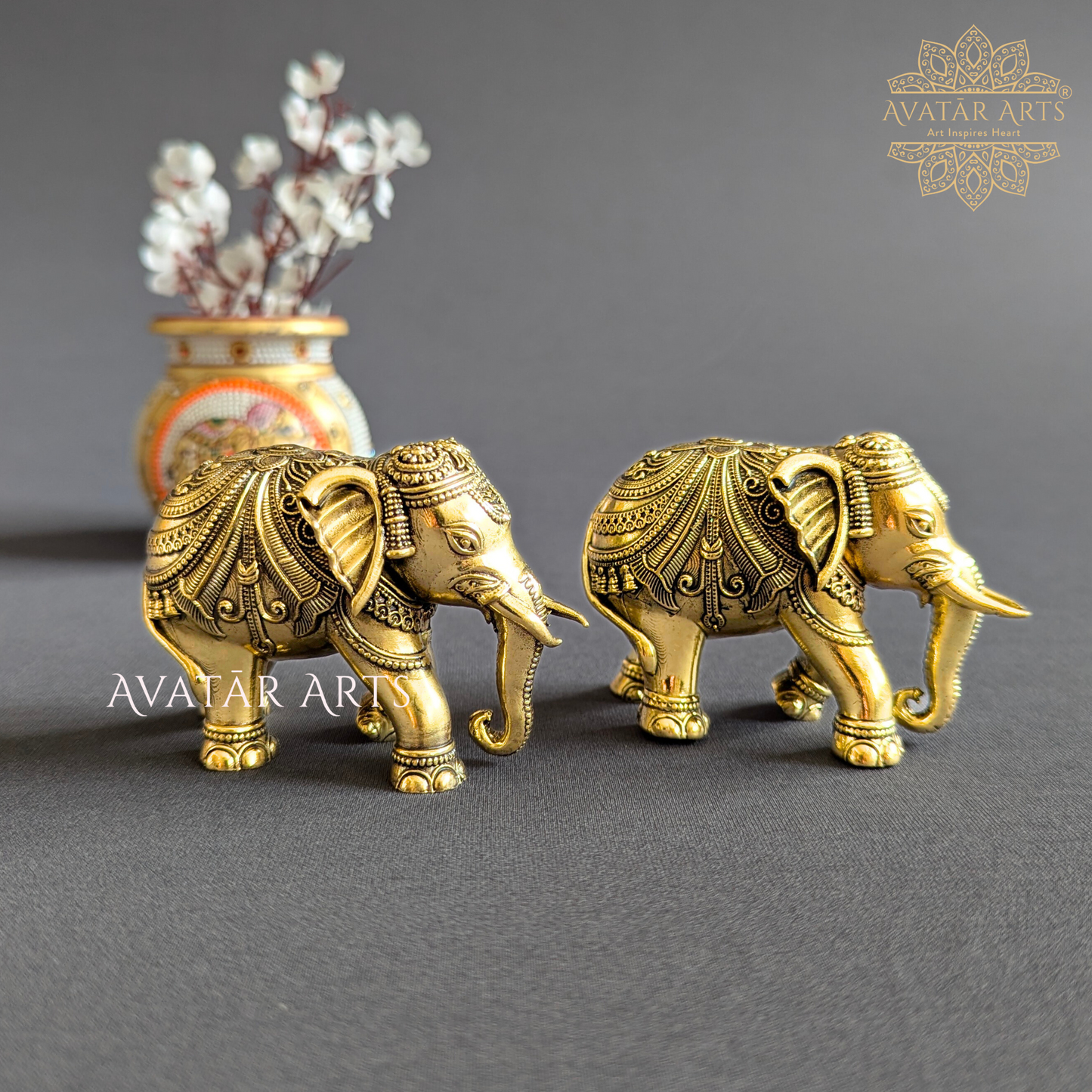 Brass Elephant Pair