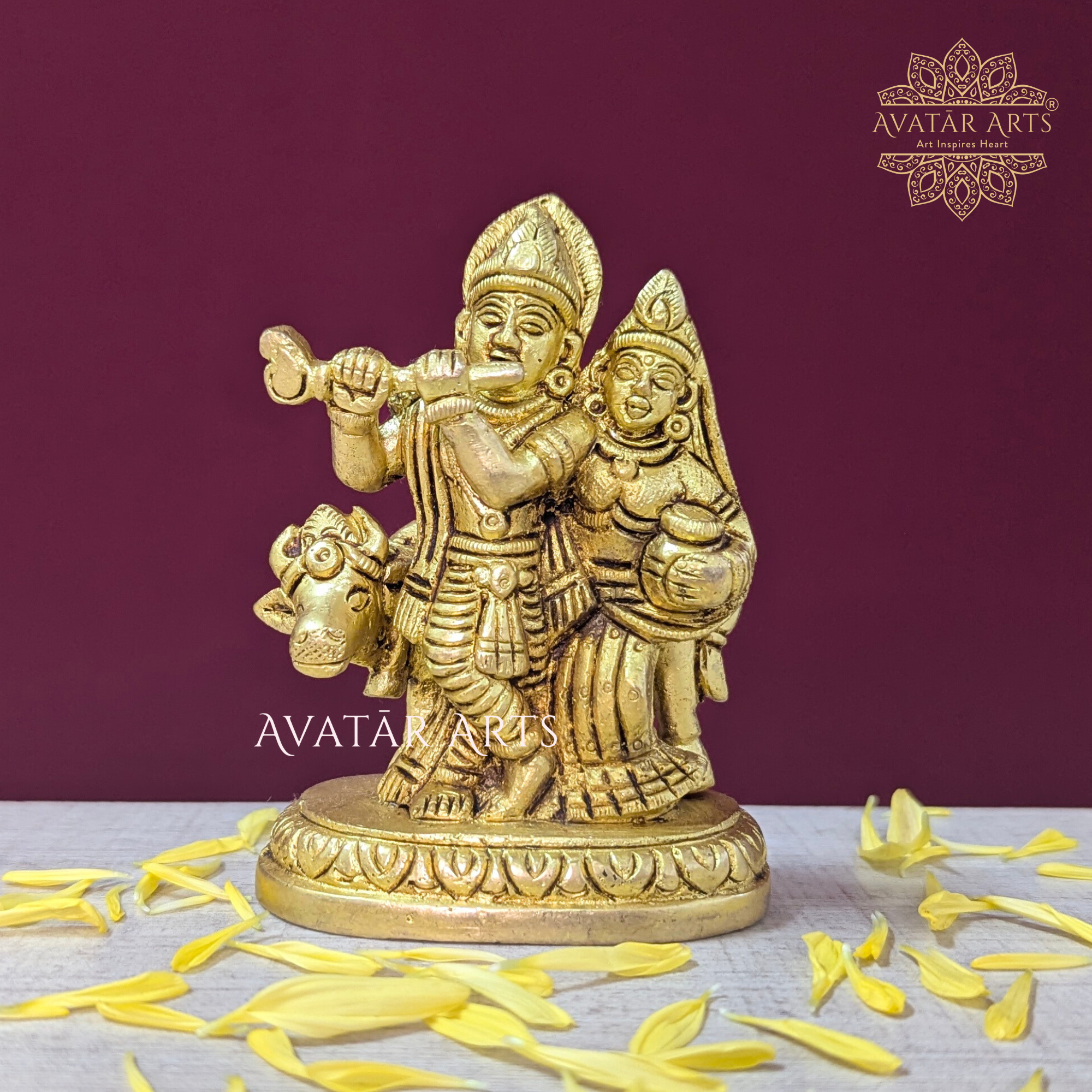 Radha Krishna with cow