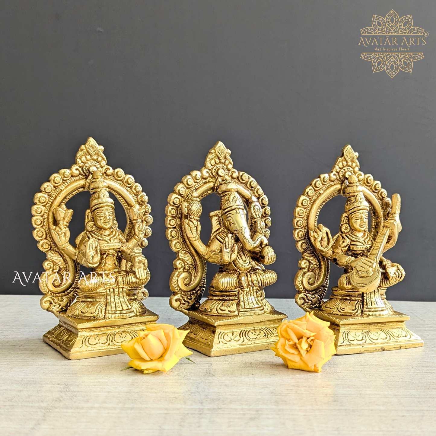 Lord Ganesha, Goddess Lakshmi and Saraswati