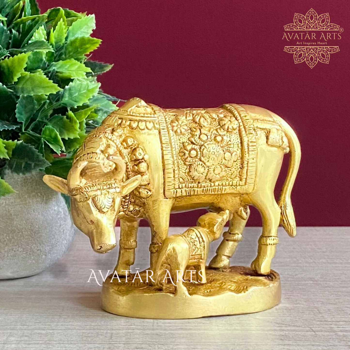 Brass Kamadhenu Cow and Calf