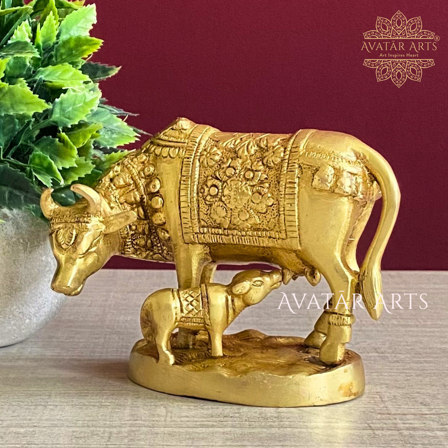 Brass Kamadhenu Cow and Calf