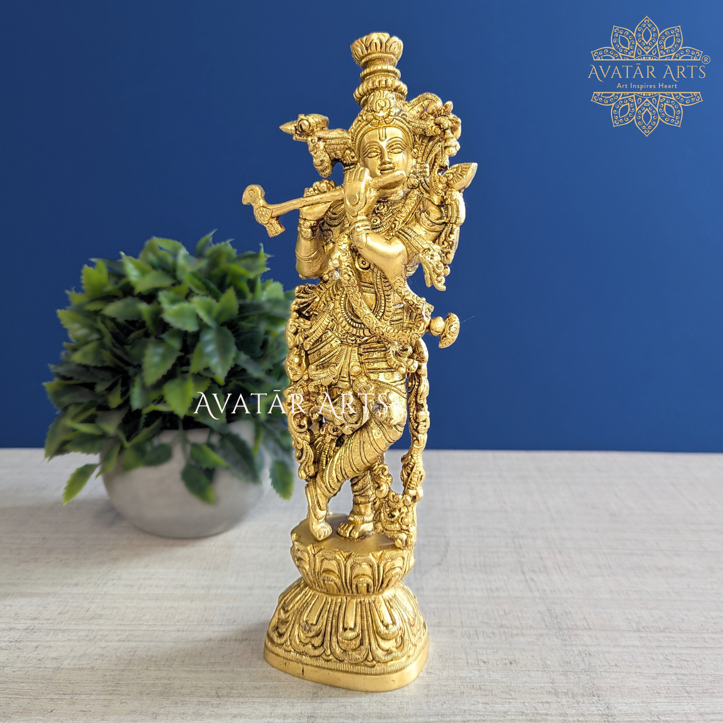 Brass Lord Krishna Statue