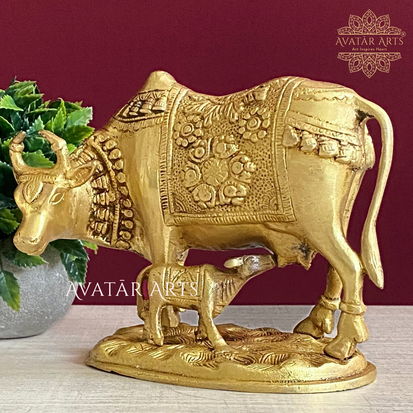 Brass Kamadhenu Cow & Calf