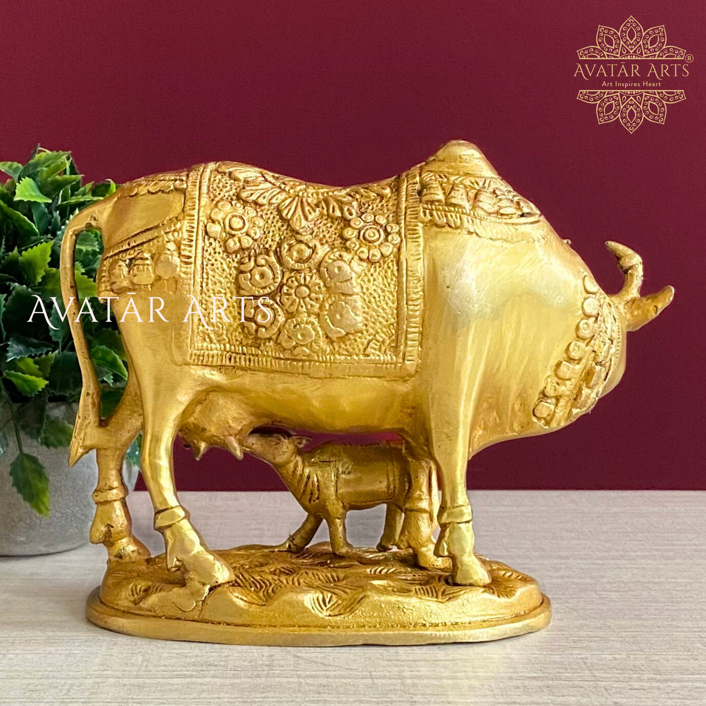 Brass Kamadhenu Cow & Calf