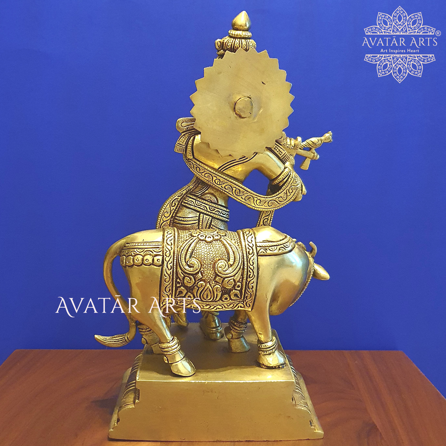 Cow Krishna Statue in Brass