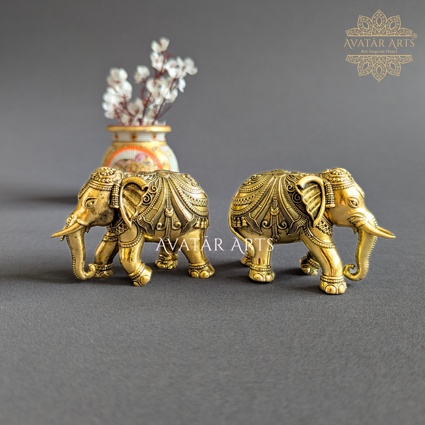 Brass Elephant Pair