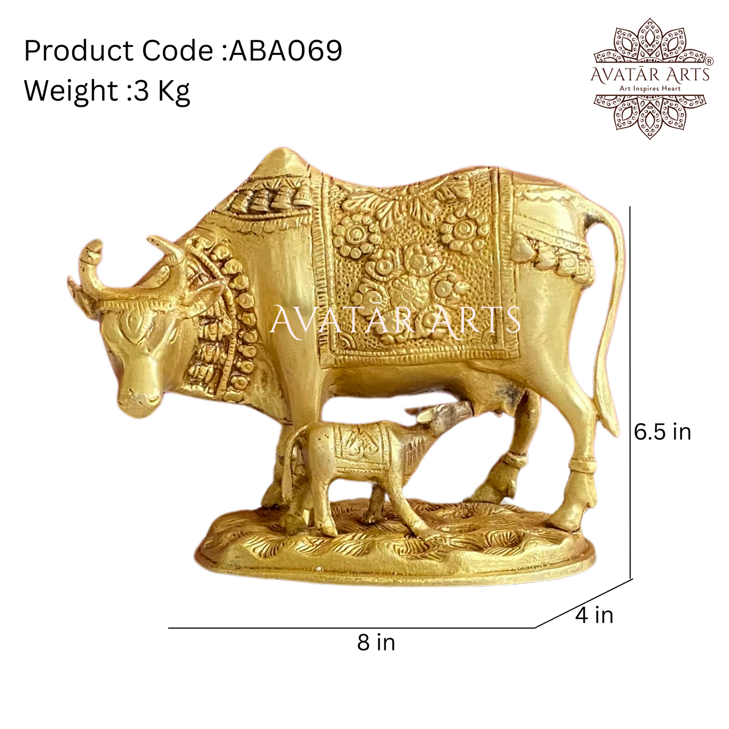 Brass Kamadhenu Cow & Calf