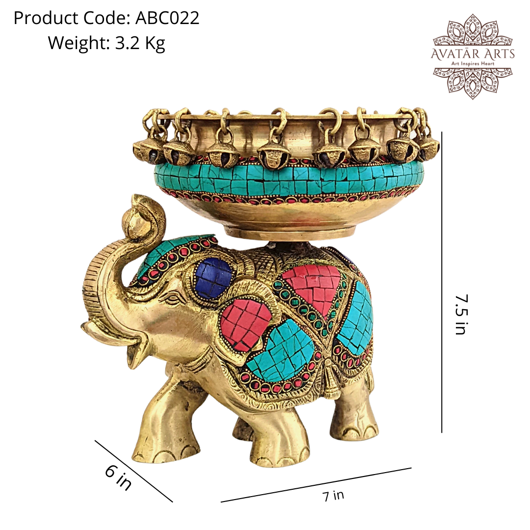 Urli On Elephant In Brass