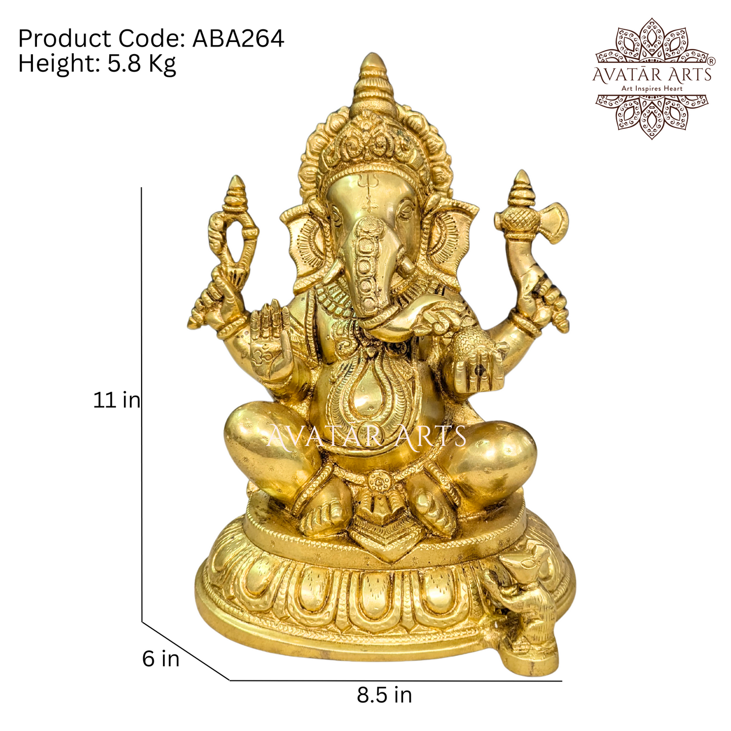 Lord Ganesha Idol In Brass For Home temple
