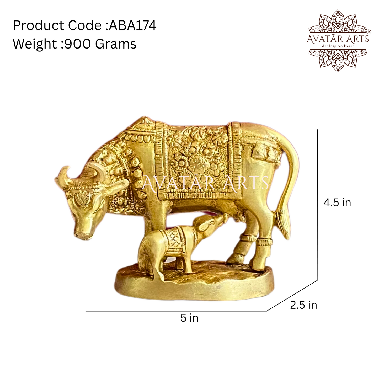 Brass Kamadhenu Cow and Calf