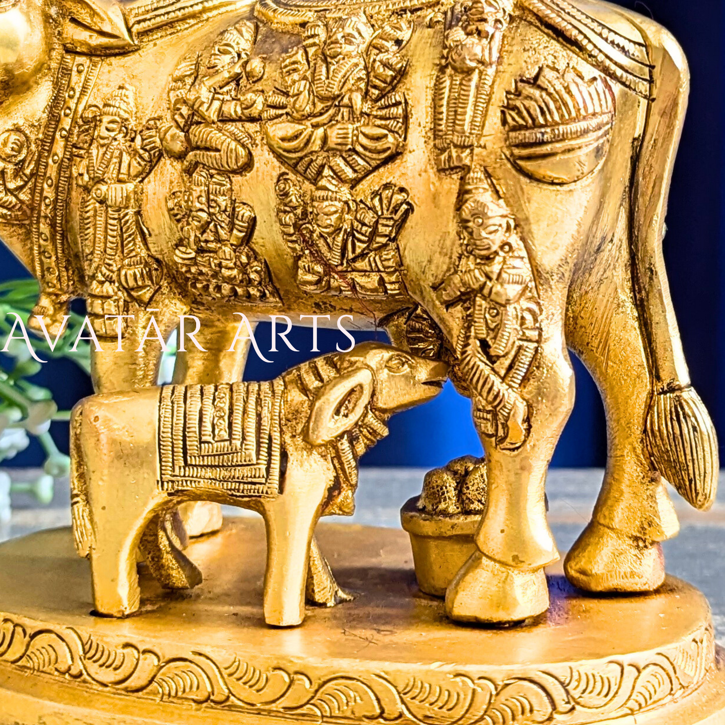 Cow and Calf Statue in Brass