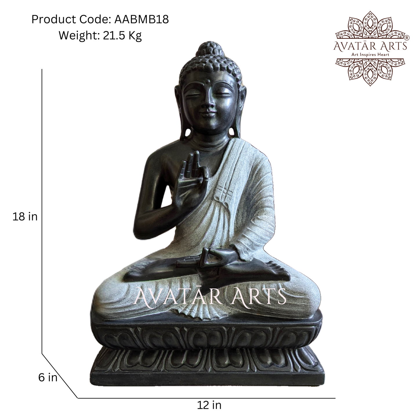 Black Marble Stone Lord Buddha