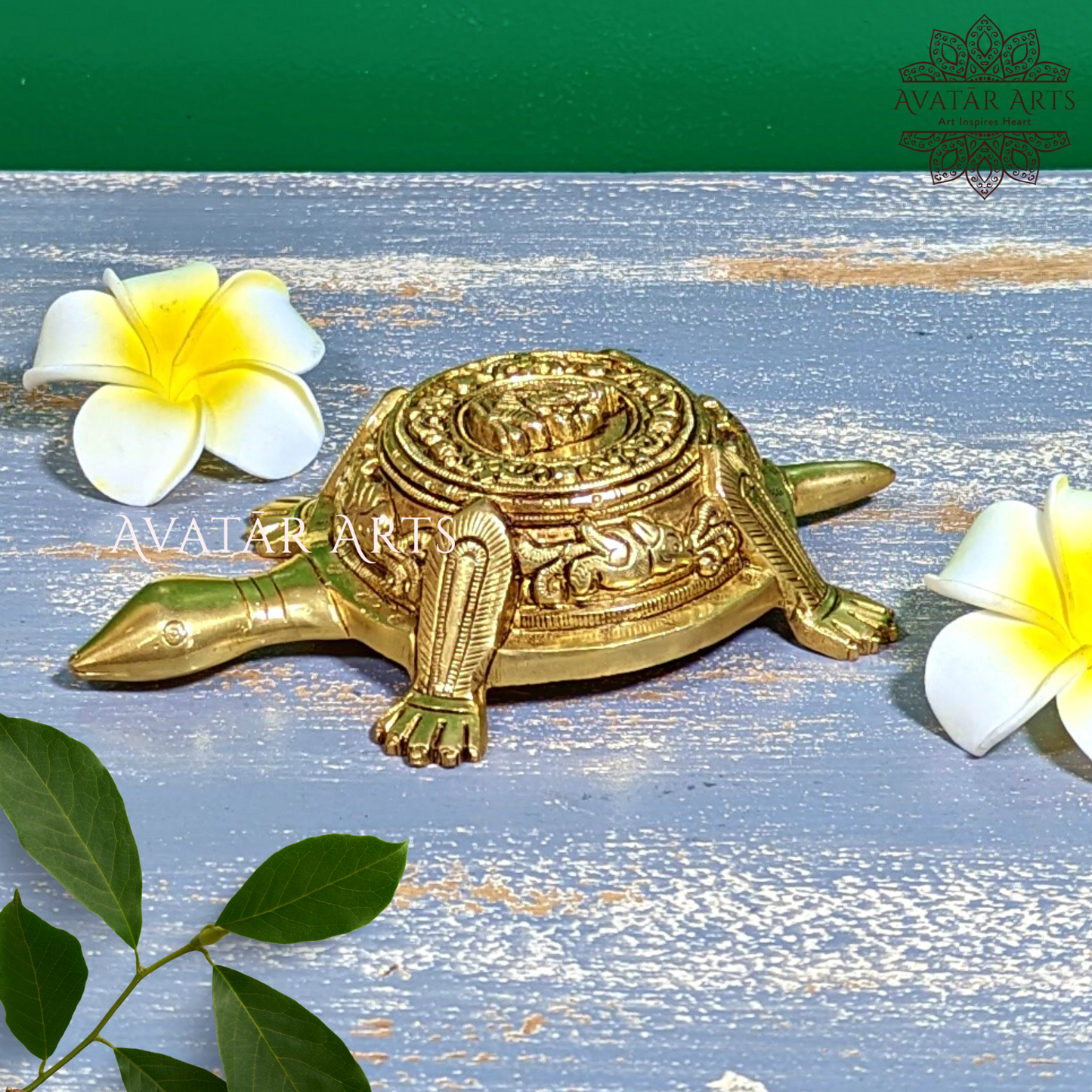 Tortoise with Ganesha Carving