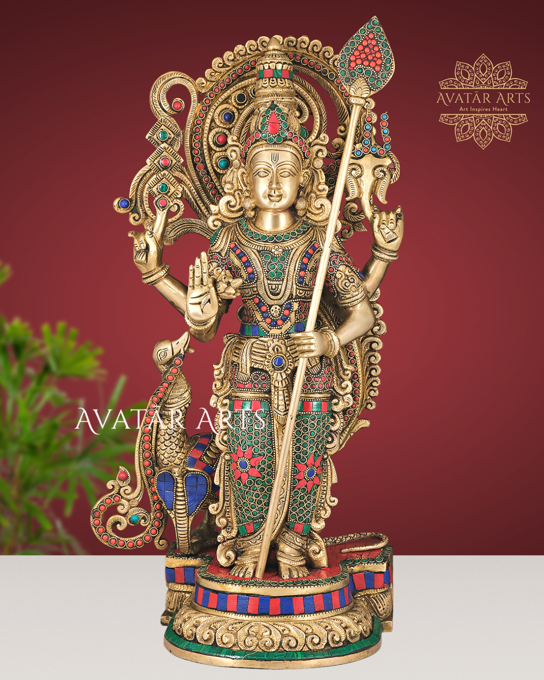 Brass Lord Karthikeya / Murugan Statue For Home Temple