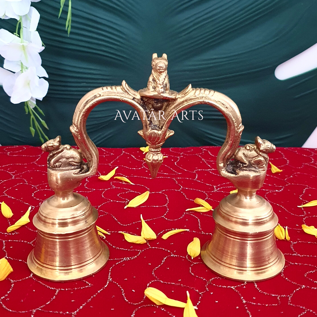 Brass Double Hand Bell for Puja – Avatar Arts