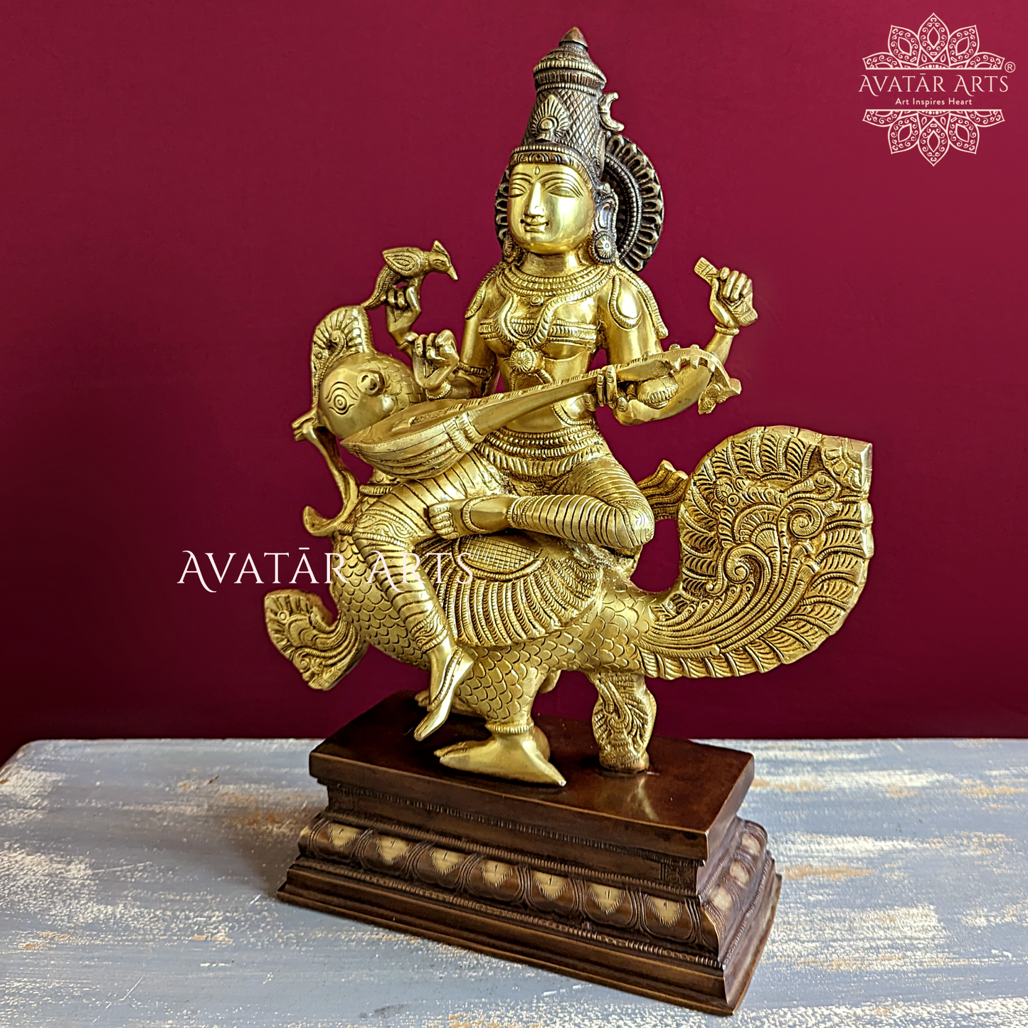 Devi Saraswati Idol in Brass