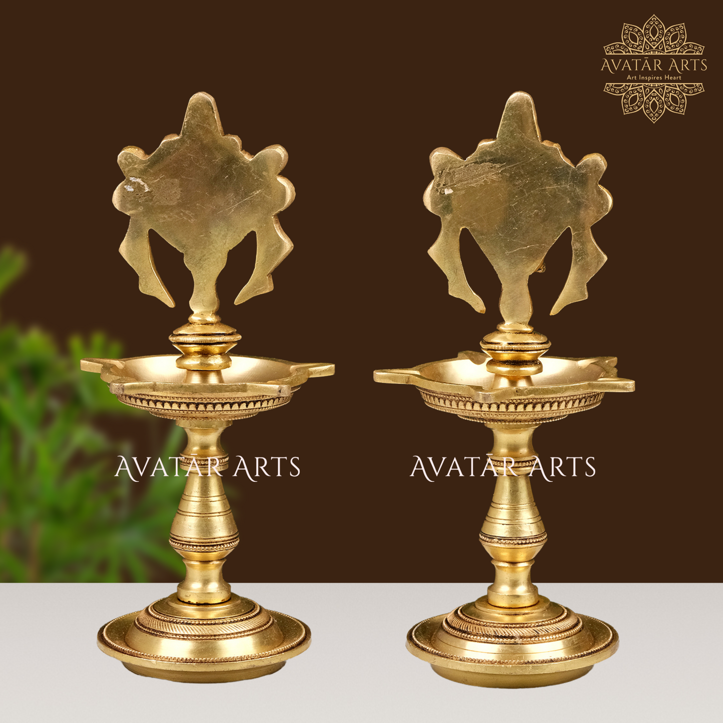 Brass Shankh Chakra Oil Lamp