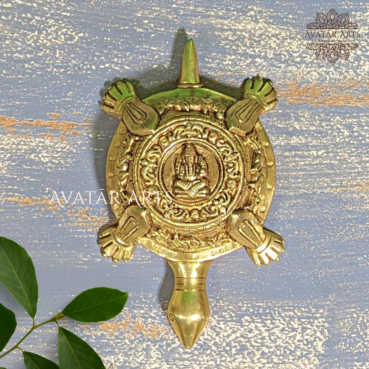 Tortoise with Ganesha Carving