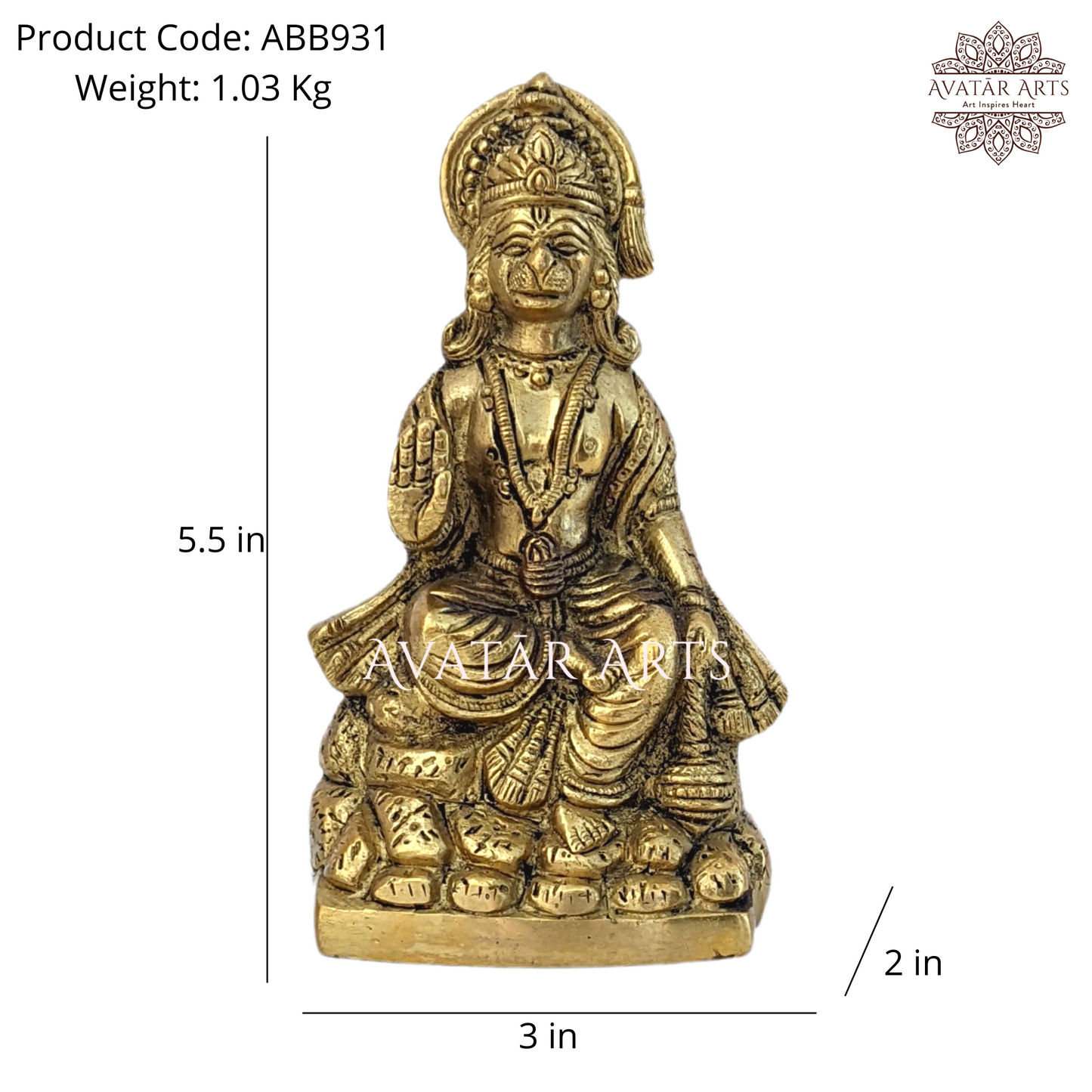 Lord Hanuman Statue In Brass