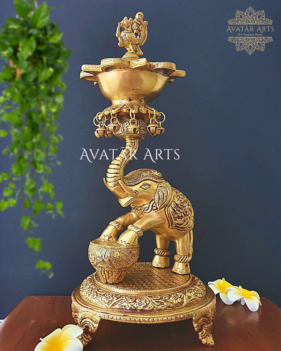 Elephant Oil Lamp in Brass