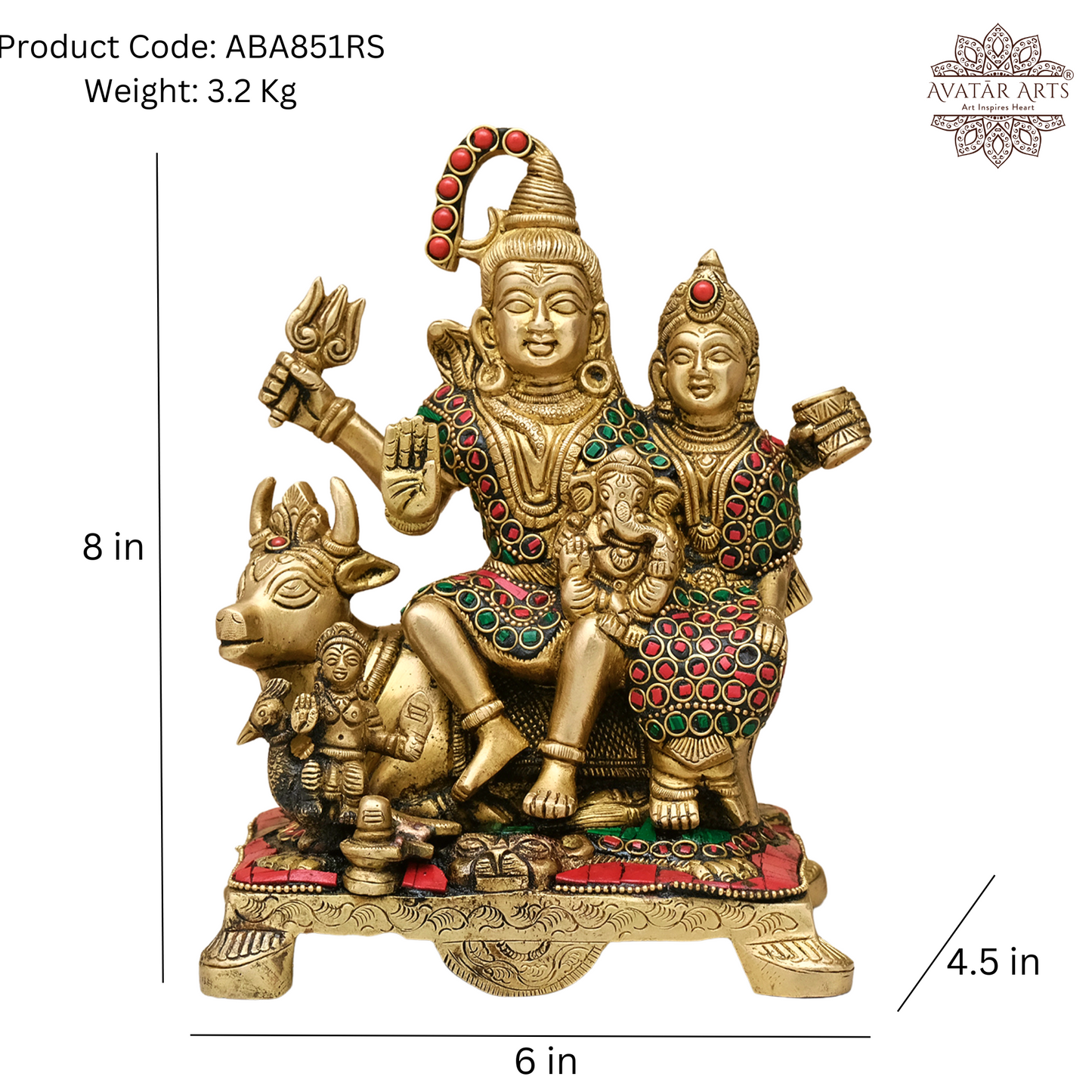 Lord Shiva Parivaar Statue In Brass