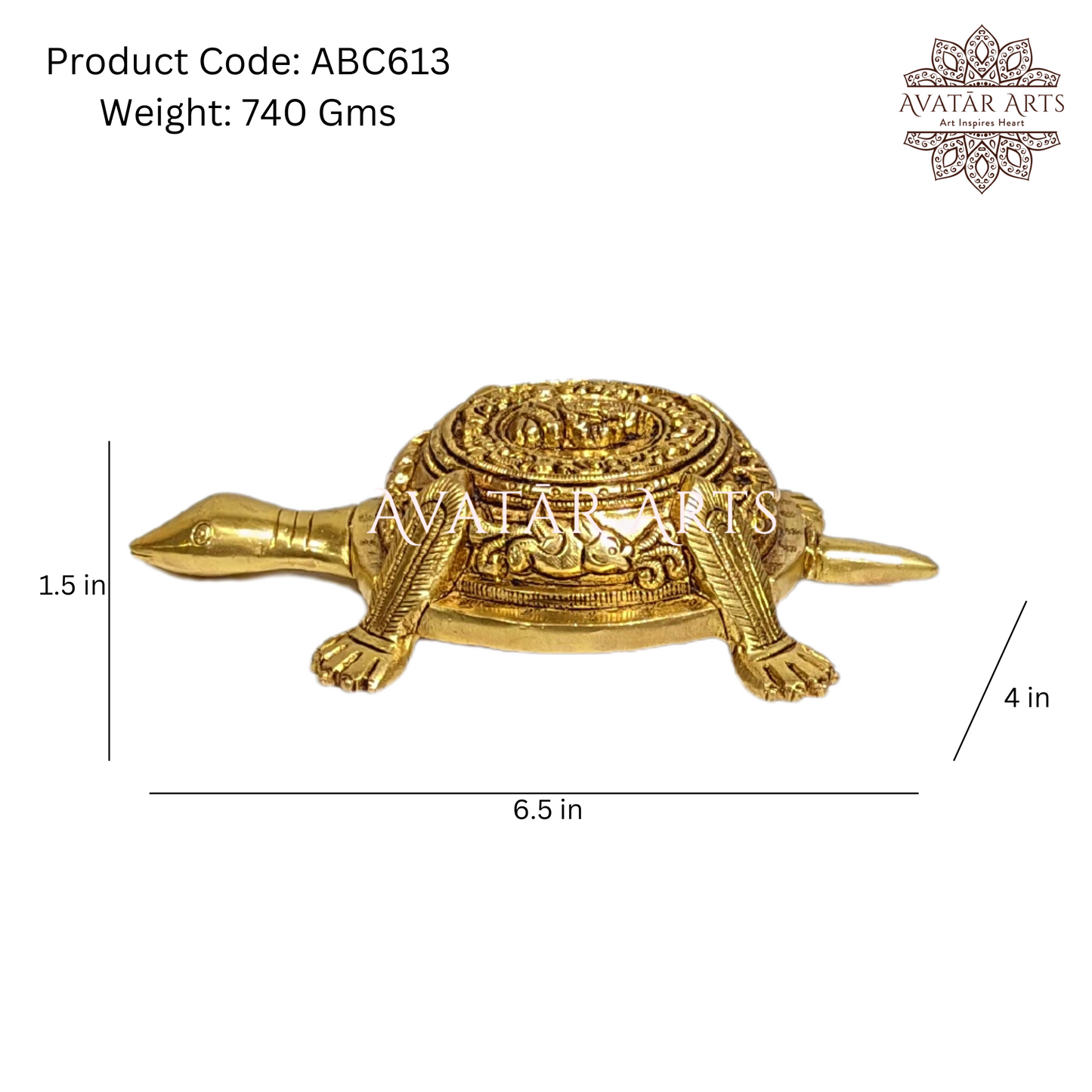 Tortoise with Ganesha Carving