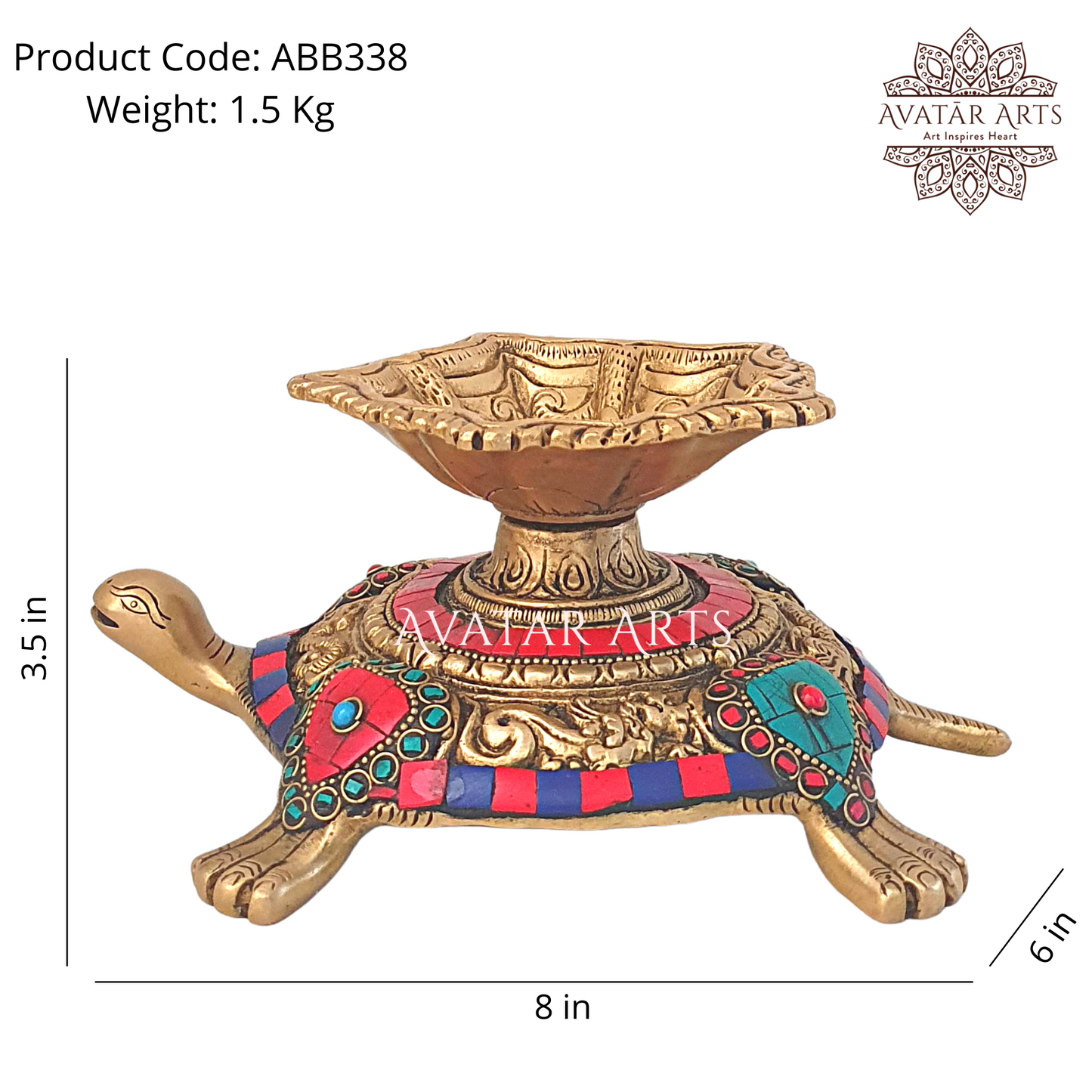 Brass tortoise with lamp
