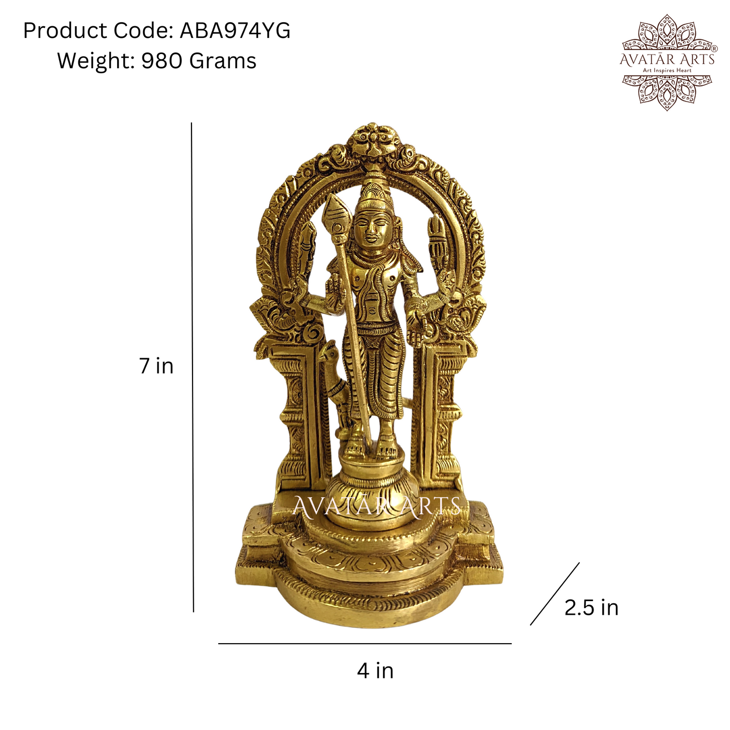 Lord Karthikeya/Murugan Statue in Brass