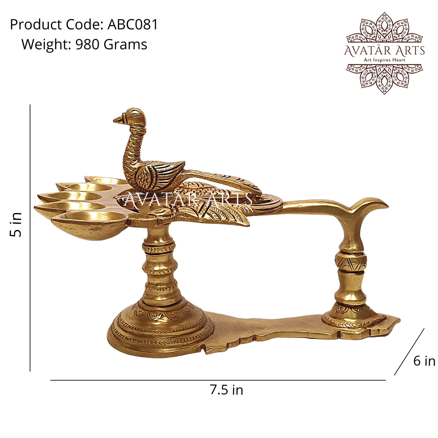 Brass Five Wick Aarti