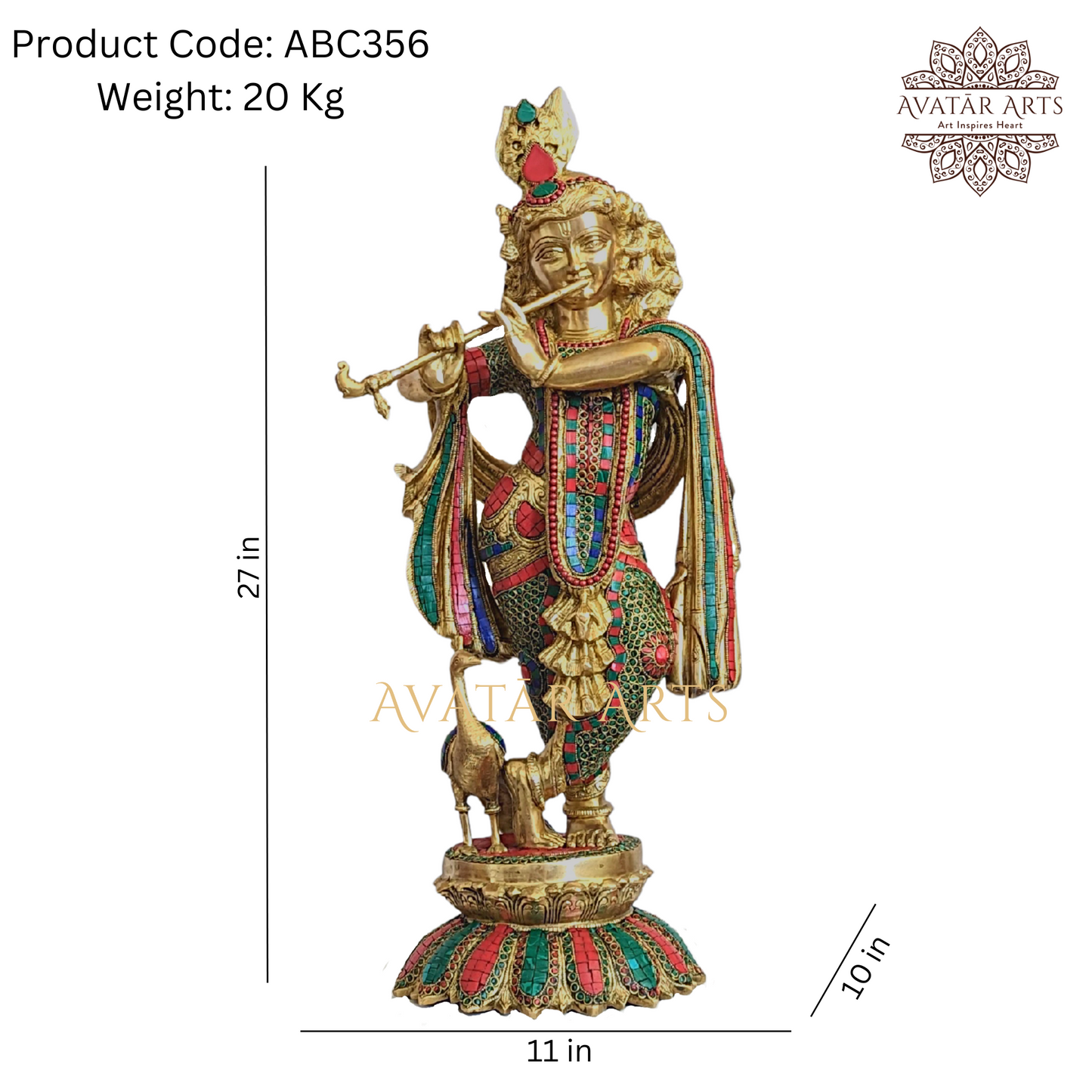 Krishna statue In Brass For Home Temple