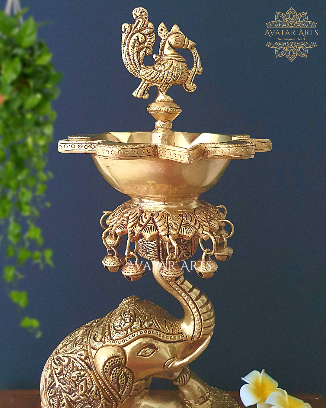 Elephant Oil Lamp in Brass