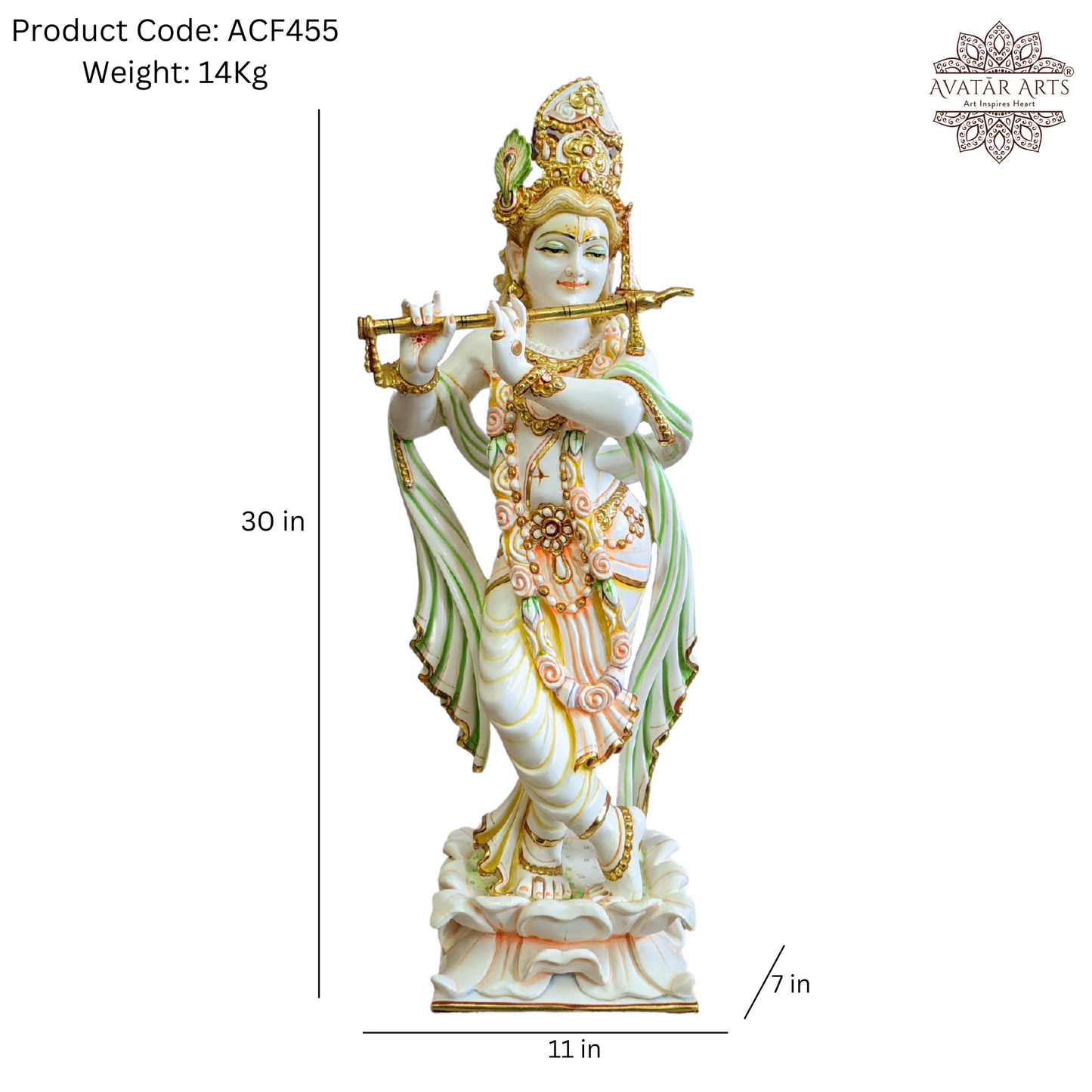 Lord Krishna Idol In Culture Marble