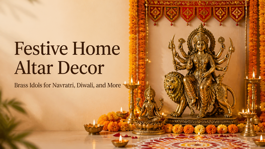 Festive Home Altar Decor: Brass Idols for Navratri, Diwali, and More