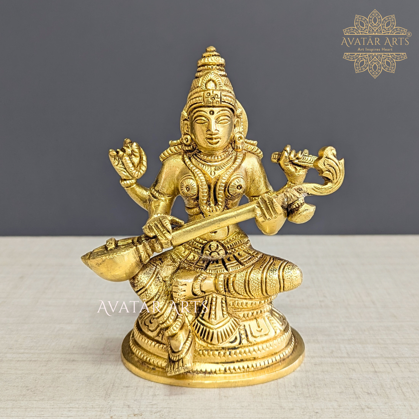 Brass Goddess Saraswati Statue