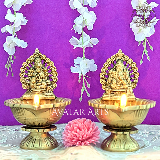 Ganesh Lakshmi Diya In Brass