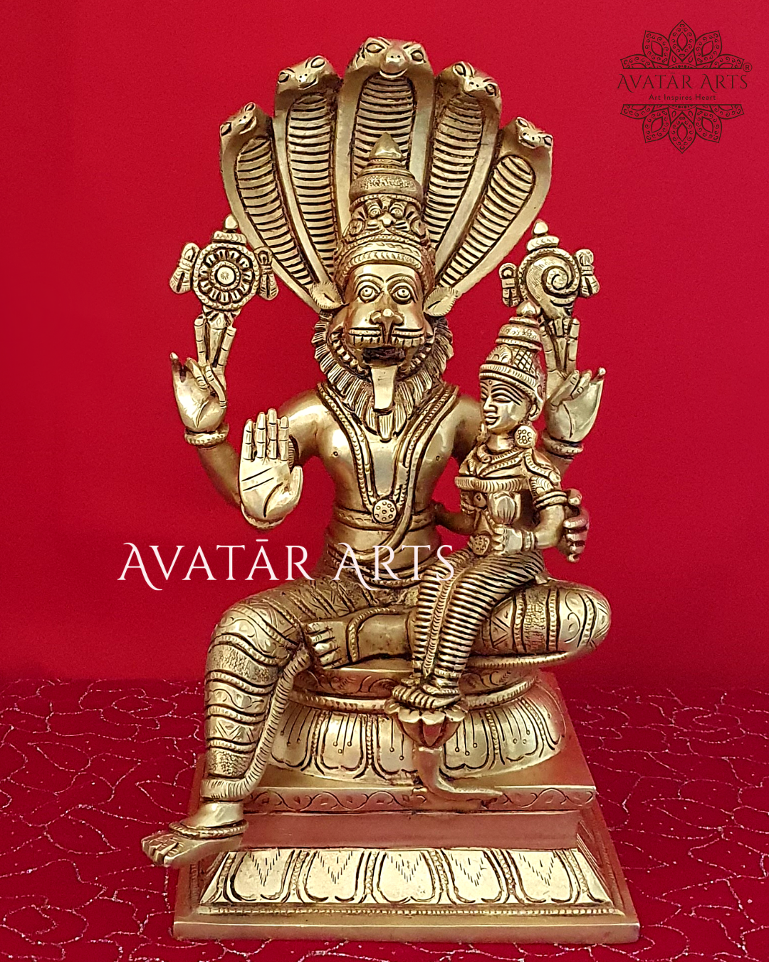 Lakshmi Narsimha Statue In Brass For Home Temple