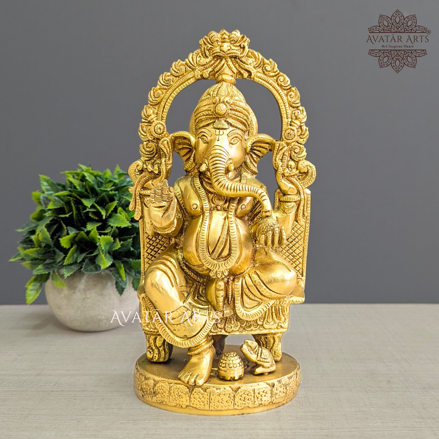 Brass Ganesha with Prabhavali
