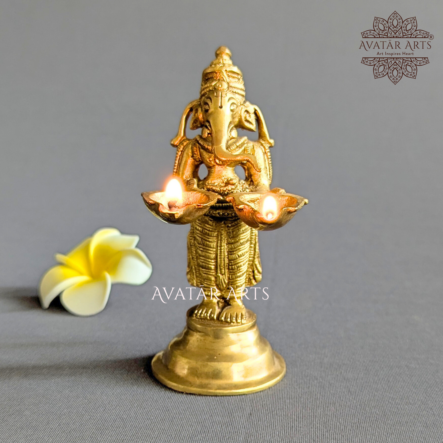 Brass Ganesha Lamp Aarti
