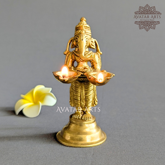 Brass Ganesha Lamp Aarti