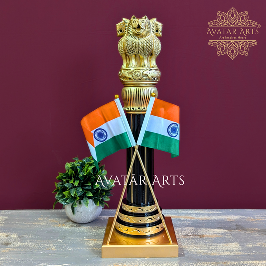 Ashoka Pillar with Flag of India