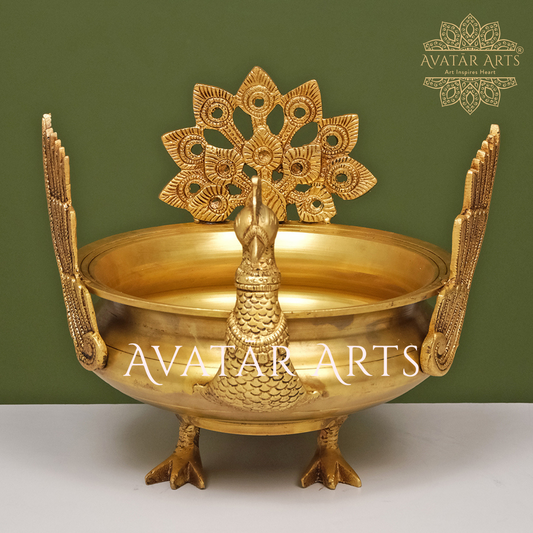 Peacock Urli Bowl in Brass