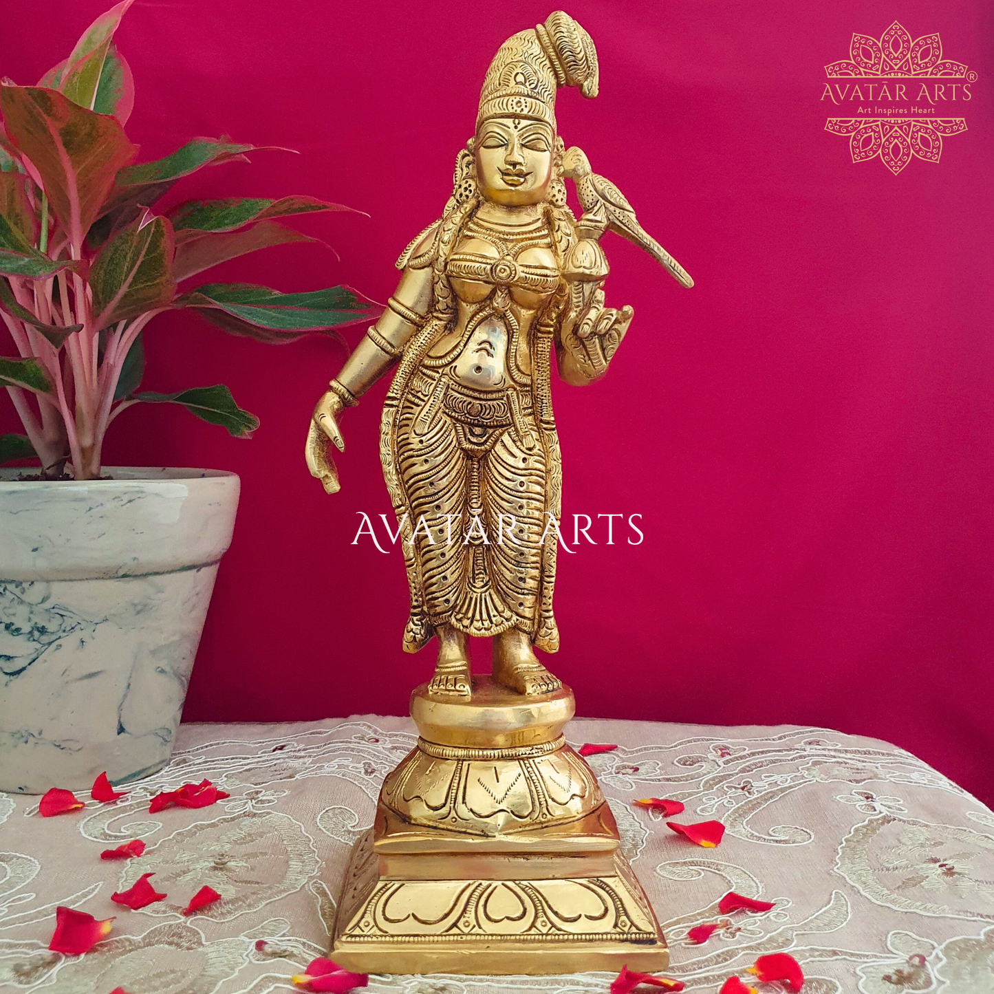 Goddess Meenakshi Statue in Brass