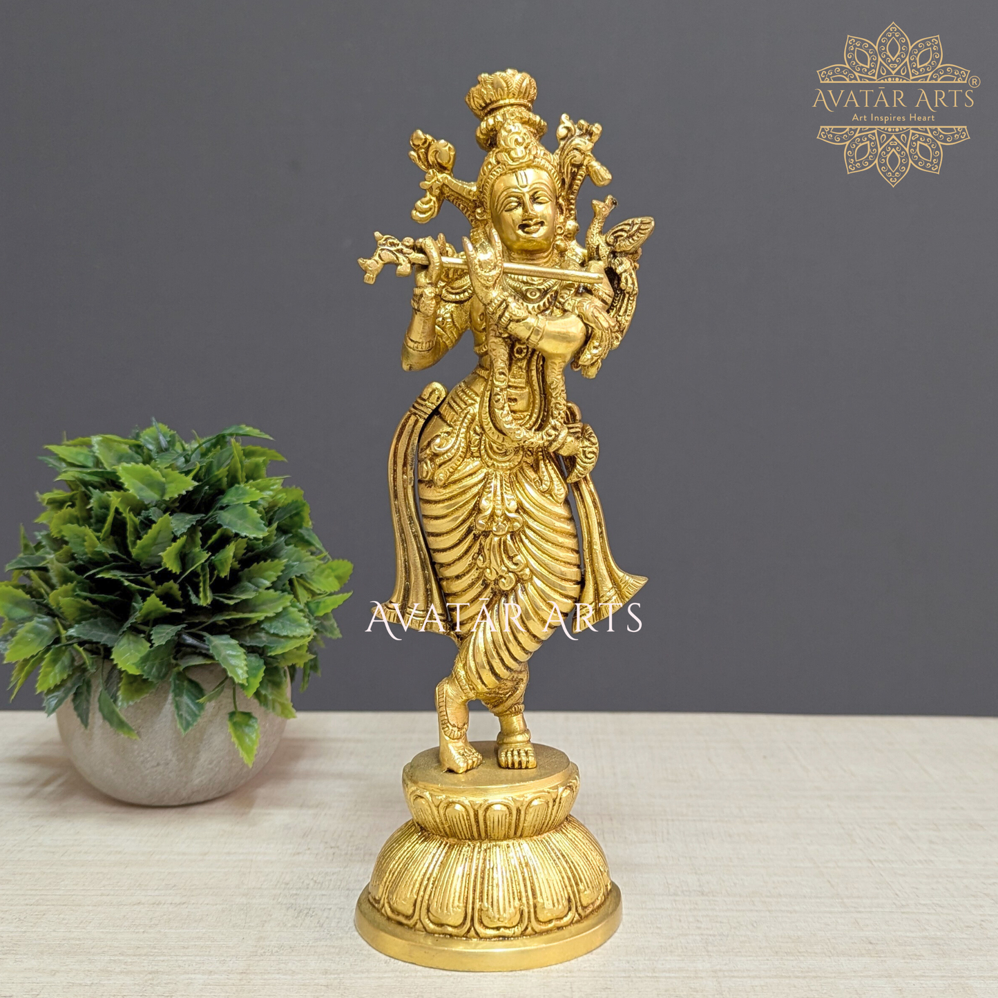 Brass Lord Krishna Statue