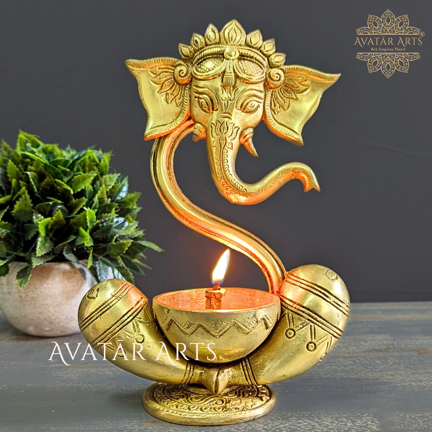 Brass Ganesha Diya