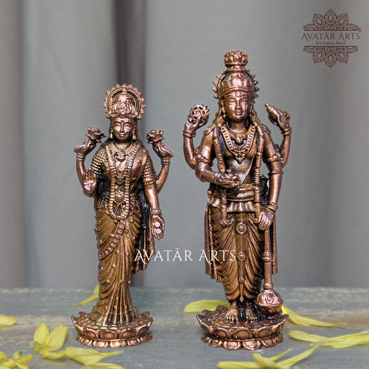 Copper Lakshmi Narayan statue