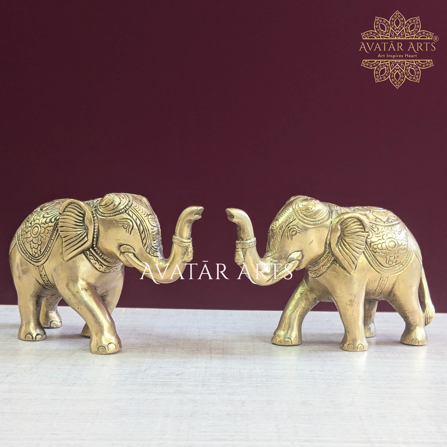 Brass Uptrunk Elephant Pairs