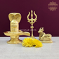 Brass Shivling with Nandi and Trishul (Set of 3)